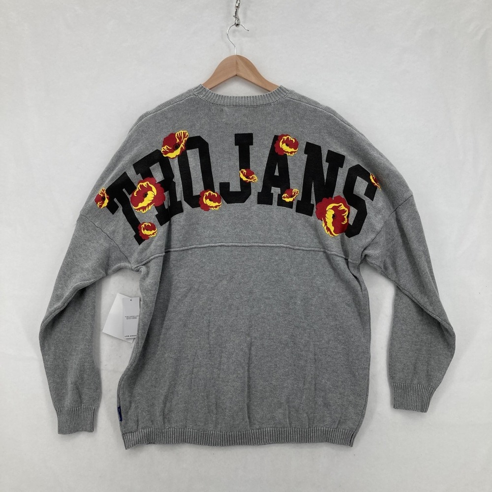 USC Trojans Sweater Medium College Football Knit Crewneck Gray Spirit Jersey NWT